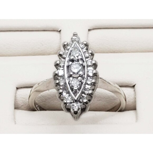 Jewelry - 0.38 ctw Diamond Navette Ring 14k White Gold Size 7